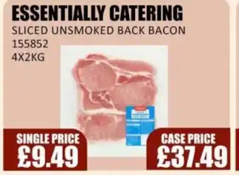 Bestway ESSENTIALLY CATERING Sliced unsmoked back bacon offer