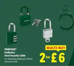 Lidl PARKSIDE Padlocks/Steel Security Cable offer