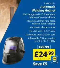 Lidl PARKSIDE Automatic Welding Helmet offer