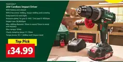 Lidl PARKSIDE 20V Cordless Impact Driver offer