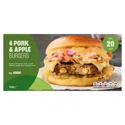 Asda ASDA 4 Pork & Apple Burgers 454g offer