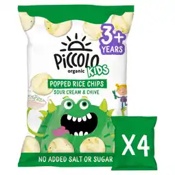 Asda Piccolo Organic Kids Sour Cream & Chive Popped Rice Chips 3+ Years 4 x 20g (80g) offer