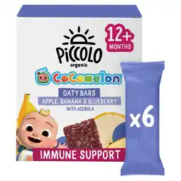 Asda Piccolo Organic Cocomelon Oaty Bars Apple, Banana & Blueberry with Acerola 12+ Months 6 x 23g (138g) offer