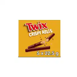 Iceland Twix Milk Chocolate Crispy Rolls Snack Bar Mulitpack 5 x 22.5g Bars offer