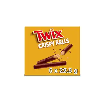 Iceland Twix Milk Chocolate Crispy Rolls Snack Bar Mulitpack 5 x 22.5g Bars offer