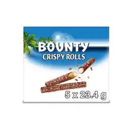 Iceland Bounty Milk Chocolate & Coconut Crispy Rolls Multipack 5 x 23.4g Bars offer
