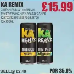 Bestway KA REMIX C'bean rum &- karnival twist/f punch/p apple/b grape offer