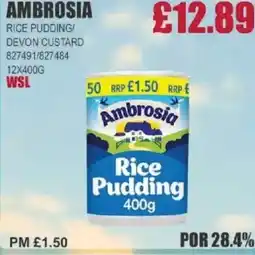 Bestway AMBROSIA Rice pudding/ devon custard offer