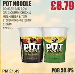 Bestway POT NOODLE Bombay bad boy! orig curry/chick & mush/beef & tom offer