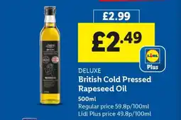 Lidl DELUXE British Cold Pressed Rapeseed Oil offer