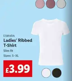 Lidl Ladies’ Ribbed T-Shirt offer