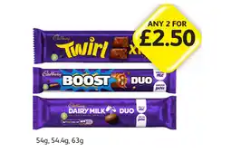Londis Cadbury Duo Twirl Xtra, Boost, Dairy Milk offer