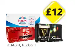 Londis Peroni, Strongbow Strawberry, Guinness offer