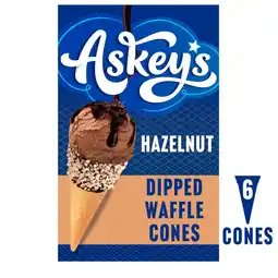 Morrisons Askeys Deluxe Hazelnut Dipped Waffle Cones 6 Pack offer
