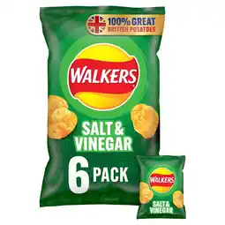 Tesco Walkers Salt & Vinegar Multipack Crisps 6 x 25g offer