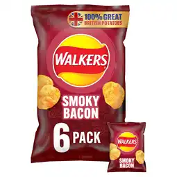 Tesco Walkers Smokey Bacon Multipack Crisps 6 x 25g offer
