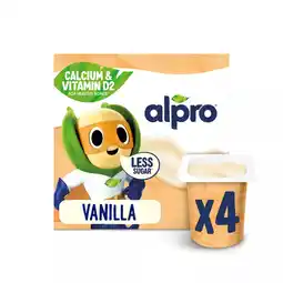 Tesco Alpro Kids Vanilla Soya Dairy Free Yoghurt Alternative 4 x 115g offer