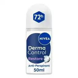 Tesco NIVEA Derma Control Restore Antiperspirant Deodorant Roll On 50ml offer