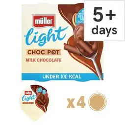 Tesco Muller Light Choc Pot Chocolate Desserts 4x80g offer