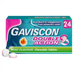 Tesco Gaviscon Double Action Mint Chewable Heartburn & Indigestion Tablets 24s offer