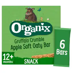 Tesco Organix Gruffalo Crumble Apple Organic Soft Oaty Bars Toddler Snack Multipack 6 x 23g offer
