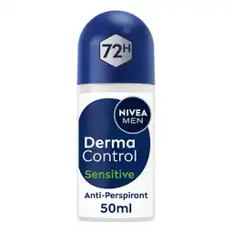 Tesco NIVEA MEN Derma Control Sensitive 72h Anti-Perspirant Deodorant Roll On 50ml offer