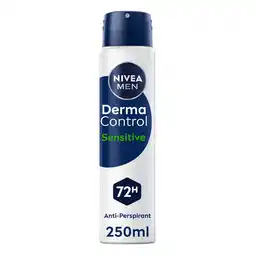 Tesco NIVEA Men Derma Control Sensitive 72hr Anti Perspirant Deodorant Spray 250ml offer