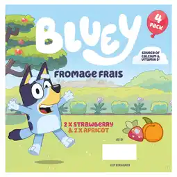 Asda Bluey Fromage Frais 4 x 85g (340g) offer