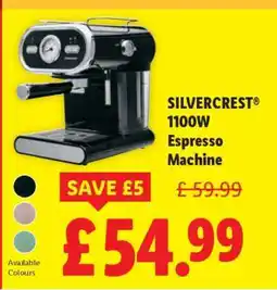 Lidl SILVERCREST 1100W Espresso Machine offer