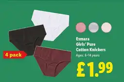 Lidl Esmara Girls’ Pure Cotton Knickers offer