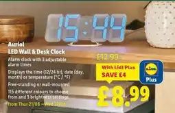 Lidl Auriol LED Wall & Desk Clock offer