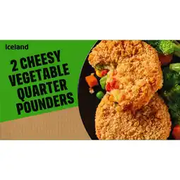 Iceland Iceland 2 Cheesy Vegetable Quarter Pounders 227g offer