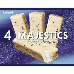 Iceland Iceland 4 Majestics Cookies & Cream Bars 148g offer