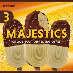 Iceland Iceland 3 Majestics Choc Biscuit Dipped Banoffee 174g offer