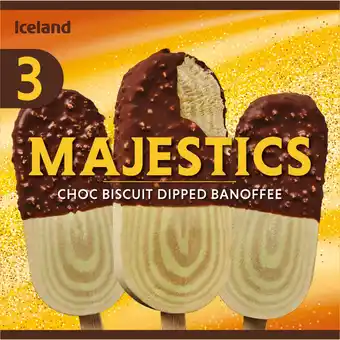 Iceland Iceland 3 Majestics Choc Biscuit Dipped Banoffee 174g offer
