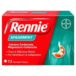 Tesco Rennie Spearmint Heartburn & Indigestion Tablets 72s offer