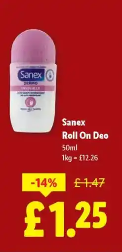 Lidl Sanex Roll On Deo offer