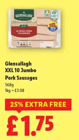 Lidl Glensallagh XXL 10 Jumbo Pork Sausages offer