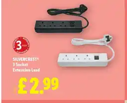 Lidl SILVERCREST® 3 Socket Extension Lead offer