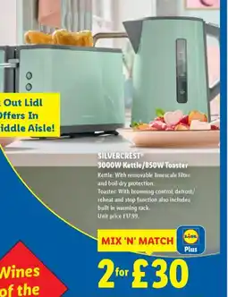 Lidl SILVERCREST® 3000W Kettle/850W Toaster offer