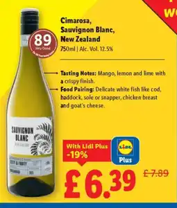 Lidl Cimarosa, Sauvignon Blanc, New Zealand offer
