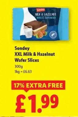 Lidl Sondey XXL Milk & Hazelnut Wafer Slices offer