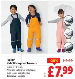 Lidl Lupilu® Kids' Waterproof Trousers offer