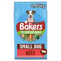 Asda Bakers Superfoods Small Dog Beef Dry Dog Food 2.85kg offer