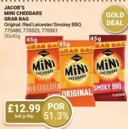 Bestway JACOB'S Mini cheddars grab bag Original/Red Leicester/Smokey BBQ offer
