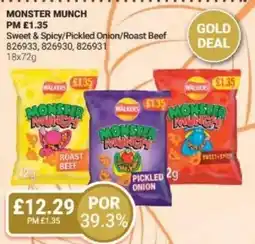 Bestway MONSTER MUNCH Sweet & Spicy/Pickled Onion/Roast Beef offer