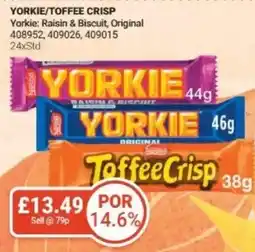 Bestway Yorkie/toffee crisp Yorkie: Raisin & Biscuit, Original offer