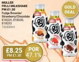 Bestway Muller frijj milkshake Fudge Brownie/ Strawberry/Chocolate offer