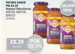 Bestway Pataks sauce Madras/Tikka/Korma offer