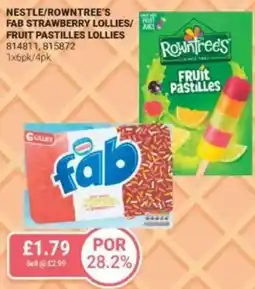 Bestway Nestle/rowntree's fab strawberry lollies/ fruit pastilles lollies offer